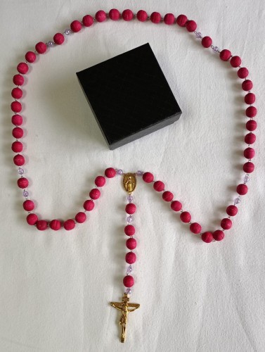 Różaniec ręcznie wykonany - 10 mm - różowy