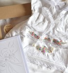 Ręcznie uszyty worek na pamiątki chrztu świętego 36 x 34 cm w zestawie z kartką