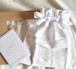 Ręcznie uszyty worek na prezenty i pamiątki chrztu 32 x 26 cm + Kartka na Chrzest