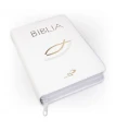 Biblia z rybką - oprawa biała, z suwakiem, z kolorową wkładką - ST + NT