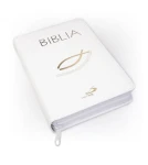 Biblia z rybką - oprawa biała, z suwakiem, z kolorową wkładką -  ST + NT  