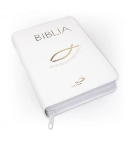 Biblia z rybką - oprawa biała, z suwakiem, z kolorową wkładką -  ST + NT  