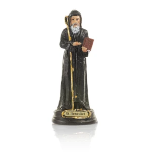 Figurka świętego Benedykta H = 13 cm. Masa żywiczna.