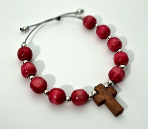 drewniany różaniec na rękę dla kobiet