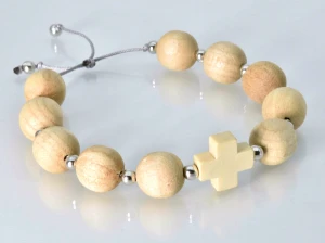 Różaniec na rękę damski handmade z drewna bukowego - 12 mm     