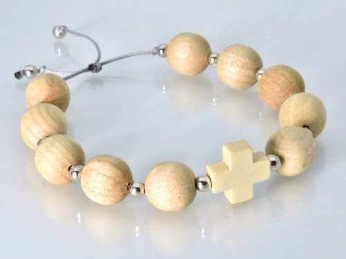 Różaniec damski, drewniany na rękę