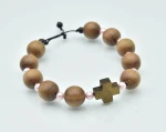 Różaniec brązowy na rękę damski handmade z drewna bukowego - 12 mm 