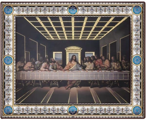 Obraz Leonarda da Vinci "ostatnia wieczerza" 24x29 cm w srebrnej ramie
