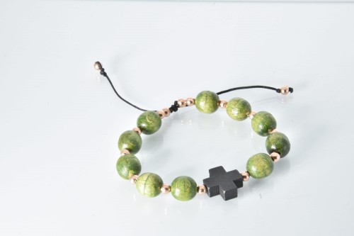 Różaniec drewniany handmade na rękę - zieleń - 10 mm