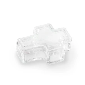 Pudełko na różaniec plastikowe transparentne w kształcie krzyża