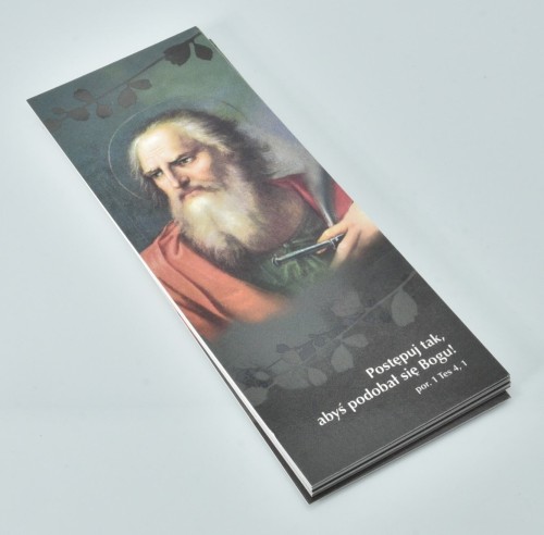 Zakładka do książki z sylwetką świętego Pawła, oraz jego cytatem.