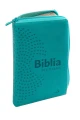 Biblia dla kobiet w turkusowej oprawie z delikatnymi tłoczeniami kwiatowymi i złoconymi brzegami kartek, eleganckie wydanie w etui z suwakiem