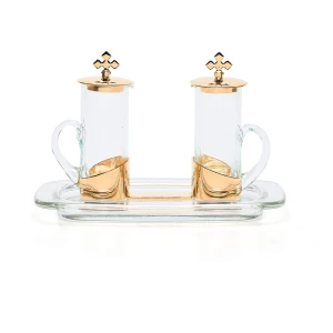 Ampułki liturgiczne na szklanej tacy + zapasowa ampułka - 100 ml