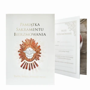 Pamiątka sakramentu bierzmowania - książeczka z gołębicą