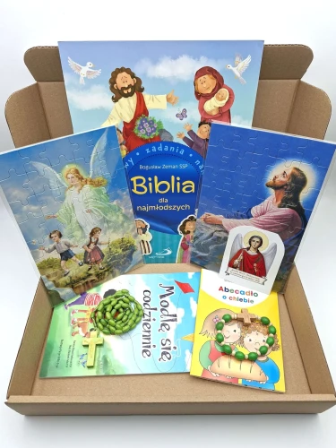 Edukacyjny Box z Akcesoriami Religijnymi: 8 Elementów dla Dziecka – Gotowy Prezent - zdjęcie zestawu