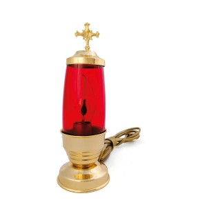 Lampka wieczna elektryczna stojąca ze szklanym kloszem zasilana sieciowo - 22cm