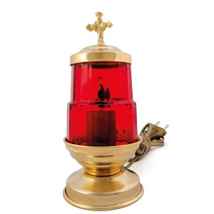 Lampka wieczna elektryczna z kloszem szklanym, zasilana sieciowo - żarówka imitująca świeczkę