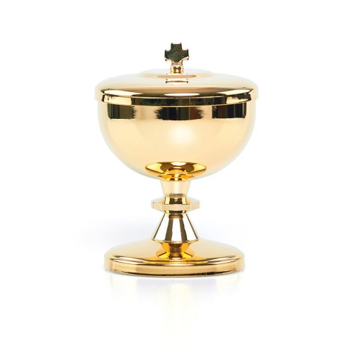 Puszka mosiężna mini, pozłacana do komunikantów - wys. 13 cm - Pojemność około 70 komunikantów eksportowych - 35 mm