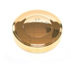Cyborium metalowe, pozłacane z grawerem IHS - średnica  8 cm  