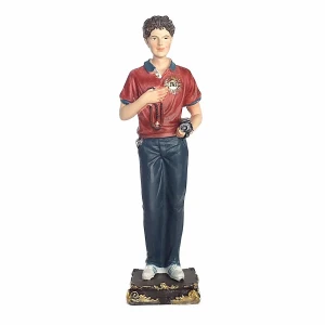Figurka świętego Carla Acutisa z atrybutami kamery, telefonu i różańca - masa żywiczna - 19 cm