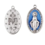Medalion Matki Bożej Niepokalanej do łańcuszka - niebieska emalia - 4 cm