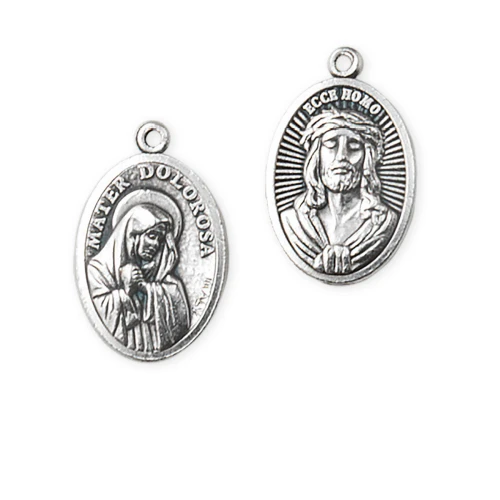 Medalik z Panem Jezusem w koronie cierniowej - Ecce Homo - wys. 2,2 cm - przód i tył medalika.