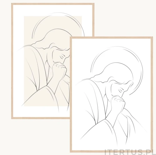 Nowoczesny obraz religijny z Panem Jezusem na beżowym tle do nowego mieszkania.