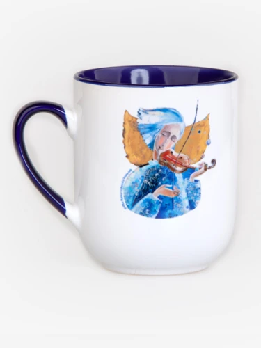 Kubek z Aniołem i cytatem "Błogosławię Pana" - 290 ml - przód kubka