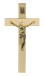 Krzyż mosiężny wiszący - satynowy - h=14 cm 