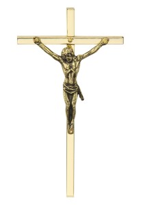 Mały krzyż na ścianę mosiężny H= 9,5 cm