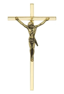 Mały krzyż na ścianę mosiężny H= 9,5 cm