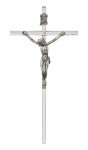Metalowy krzyż na ścianę - nikiel - srebrny - 13,5 cm