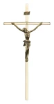 Krzyż na ścianę do salonu - złoty, mosiądz - H = 21 cm