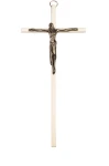 Nowoczesny krzyż na ścianę - złoty, mosiężny H=20,5 cm