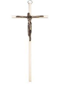 Nowoczesny krzyż na ścianę - złoty, mosiężny H=20,5 cm