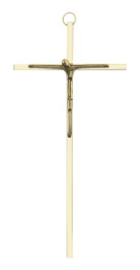 Nowoczesny krzyż do domu - mosiężny, złoty - 20 cm