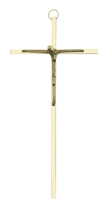 Nowoczesny krzyż do domu - mosiężny, złoty - 20 cm