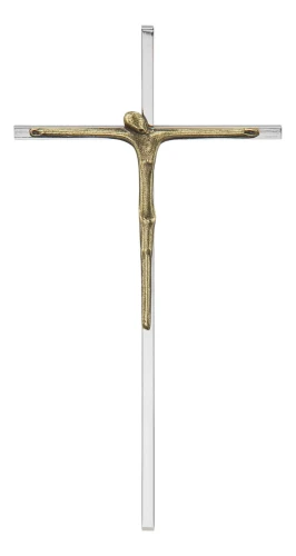 krzyż do domu nowoczesny - niklowany - srebrny - 20 cm