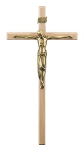 Krzyż na ścianę drewniany - Jasne drzewo - 24 cm