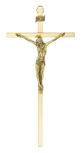 Krzyż na ścianę złoty - 26 cm - mosiądz