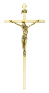 Krzyż na ścianę złoty - 26 cm - mosiądz