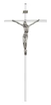 Srebrny krzyż na ścianę - niklowany - 31 cm