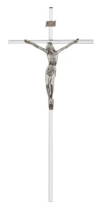 Srebrny krzyż na ścianę - niklowany - 31 cm