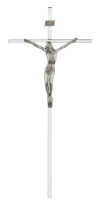 Srebrny krzyż na ścianę - niklowany - 31 cm