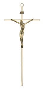 Krzyż mosiężny na ścianę - 31 cm 