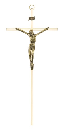krzyż mosiężny na ścianę - 31 cm