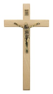 Krzyż drewniany wiszący - jasny buk - 21 cm