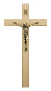 Krzyż drewniany wiszący - jasny buk - 21 cm