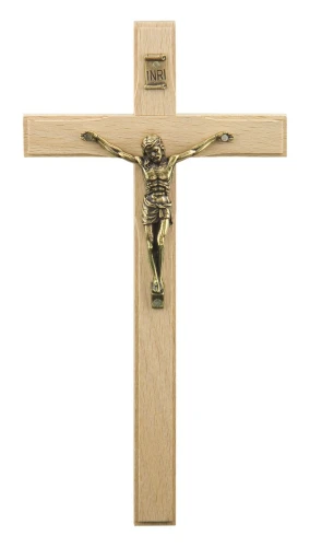 Krzyż drewniany wiszący w odcieniu jasnego buka - wysokość 21 cm