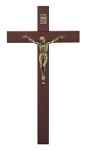 Krzyż wiszący drewniany - ciemny orzech, bukowy - 21 cm
